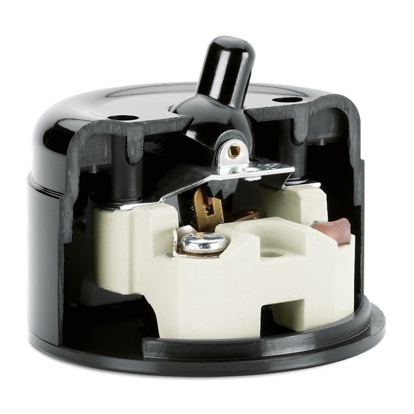 Vippekontakt Udenpåliggende Sort