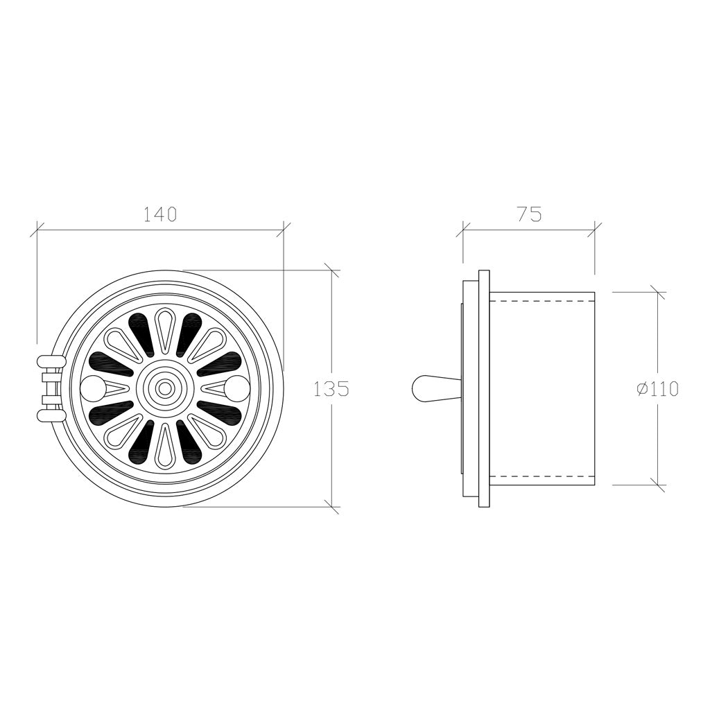 Rosetventil med spindel 105 mm