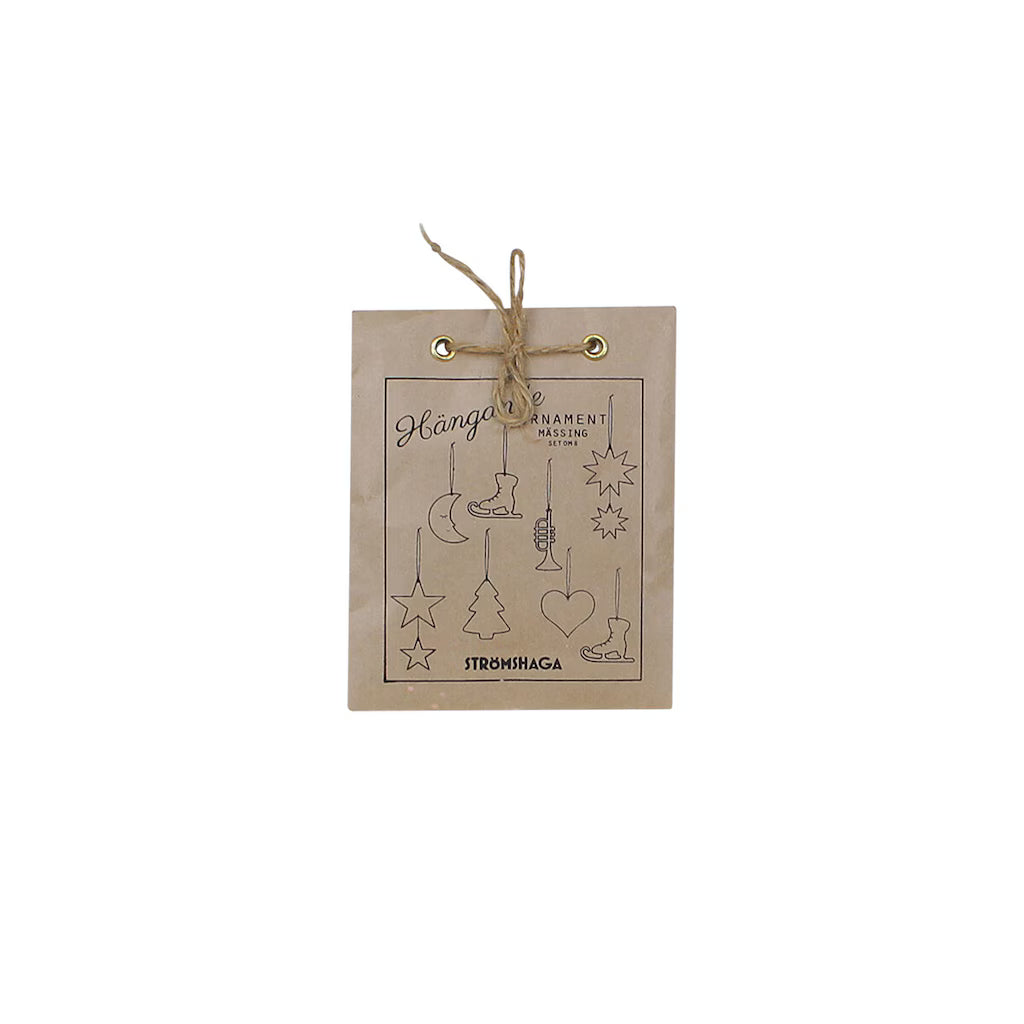 Juletræsvedhæng i messing, 8-pak