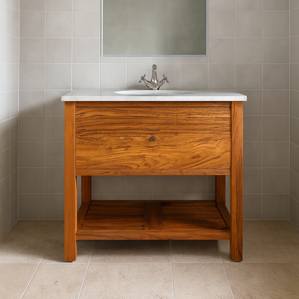 Adele kommode i teak med marmorplade