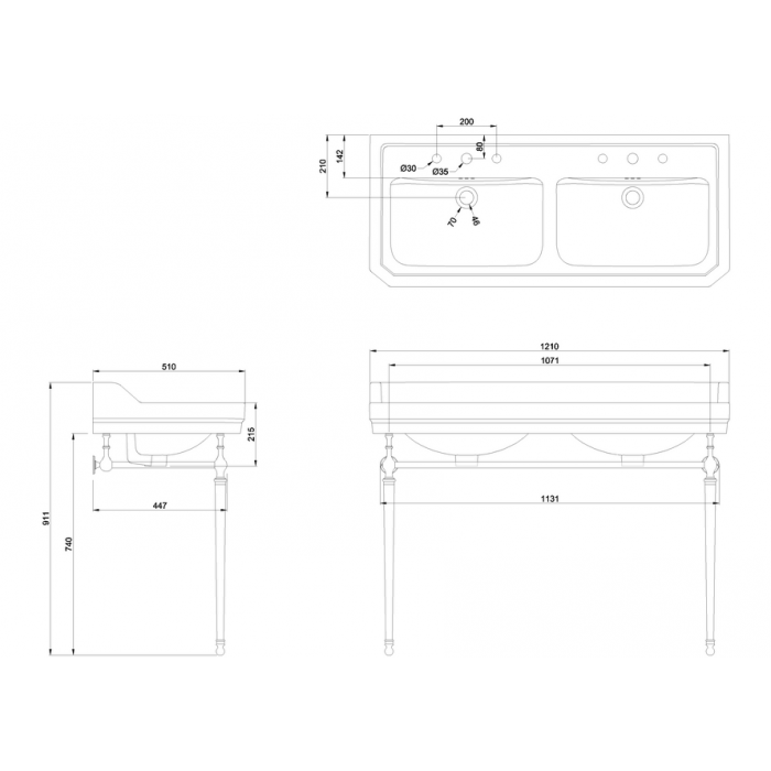 Burlington Edwardian 120 cm dobbelt vask