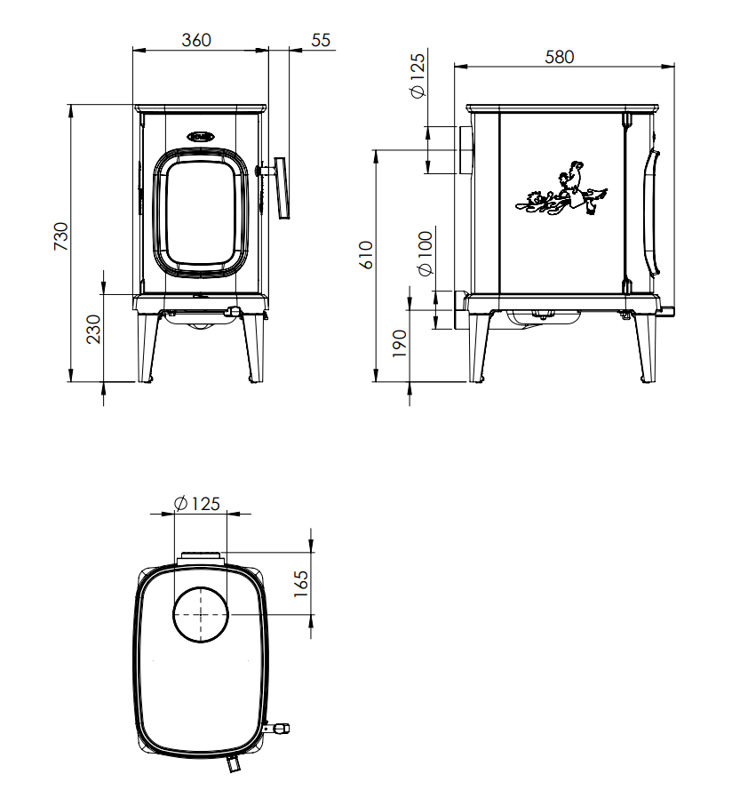 Gjutjärnskamin Dovre Saga 101