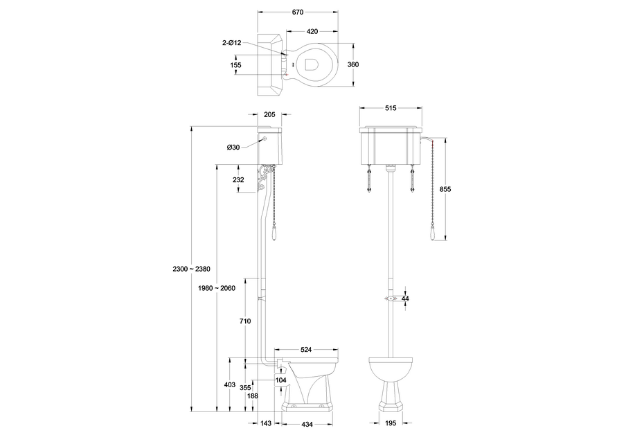 Højskyllende toilet Burlington