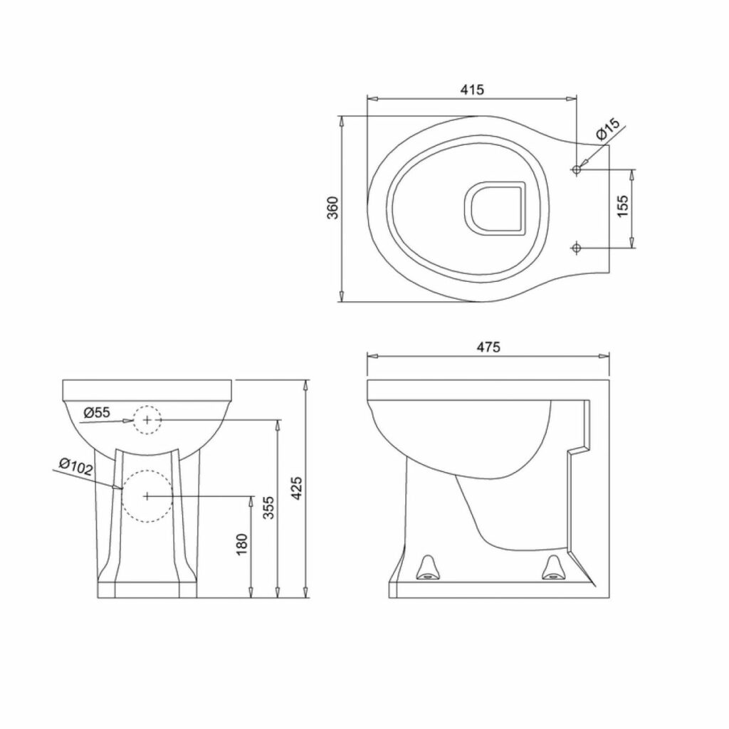 WC Burlington indbygningscisterne Back to wall toilet
