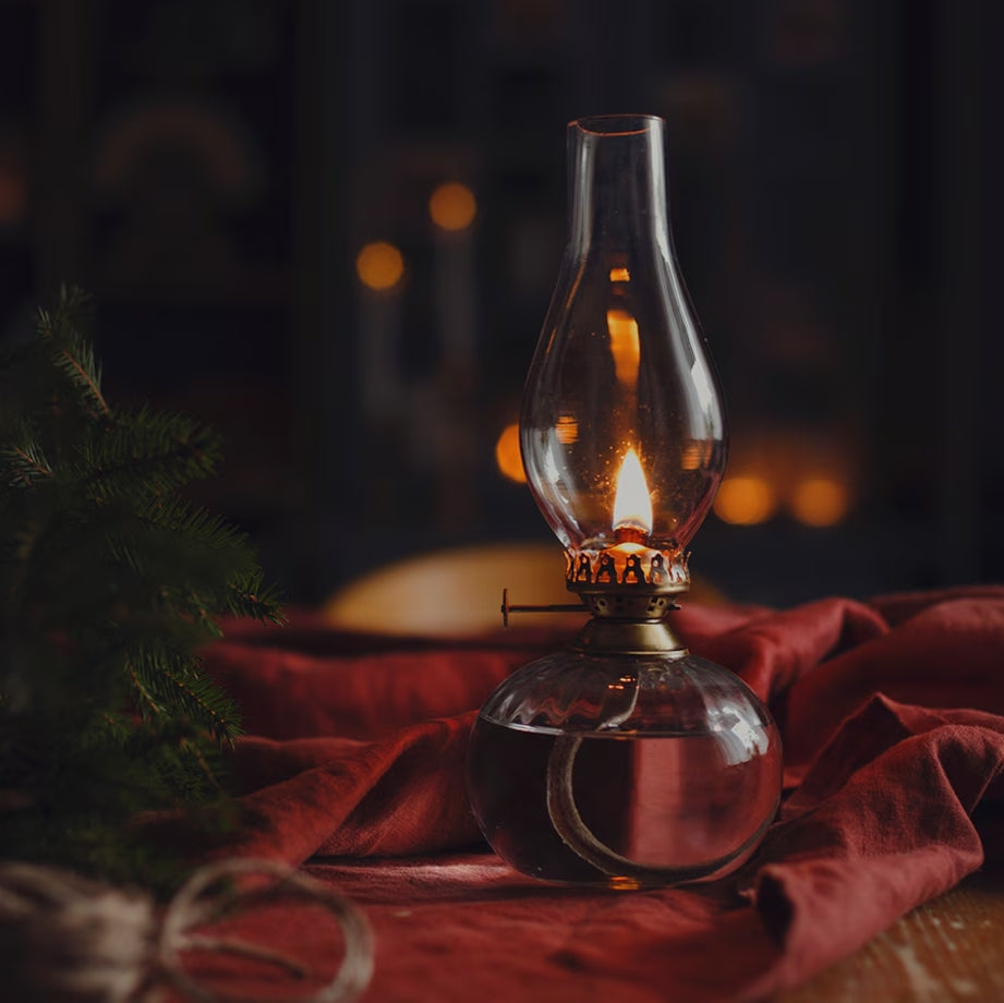 Fotogenlampa Elisabeth Rund Liten Antik Mässing