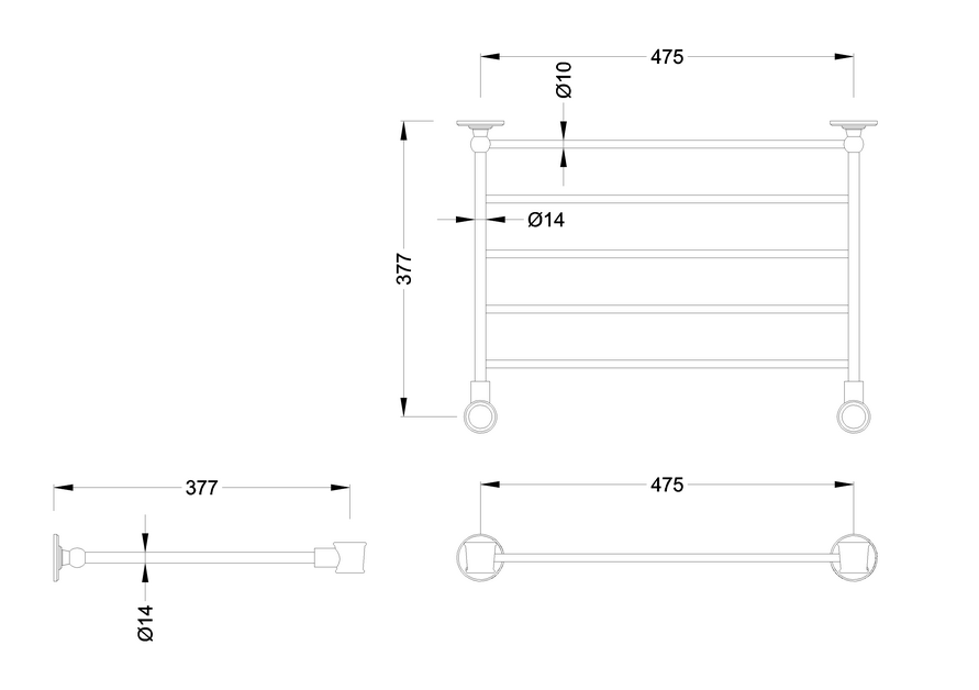 Handklædehylde til Burlington kromstativ