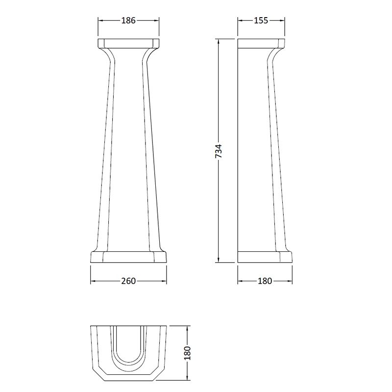 Tvättställ Fitzroy 50 Cm Med Förhöjd Piedestal