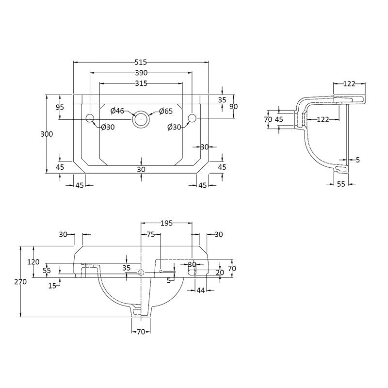Tvättställ Fitzroy 52 cm