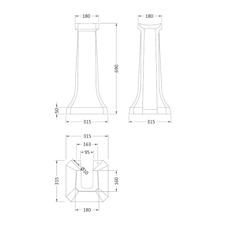 Victrion håndvask med piedestal 65 cm