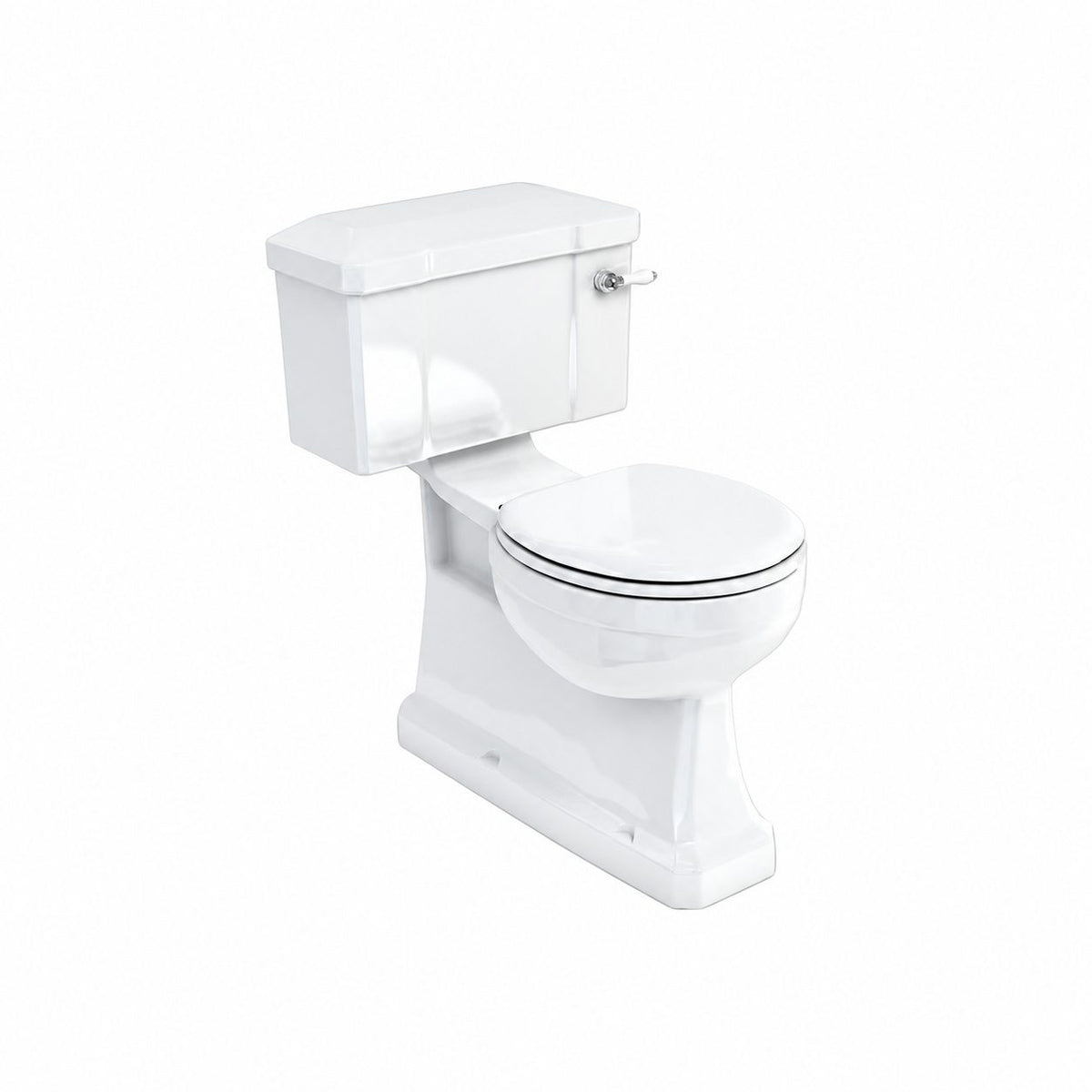 Burlington Standard toalett med S-lås, bred 52 cm cistern och spolvred i krom
