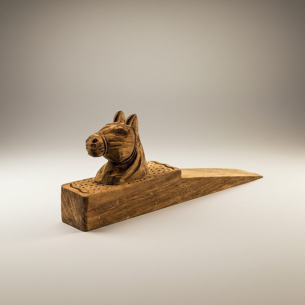 Türstopper aus geöltem Teakholz Pferd