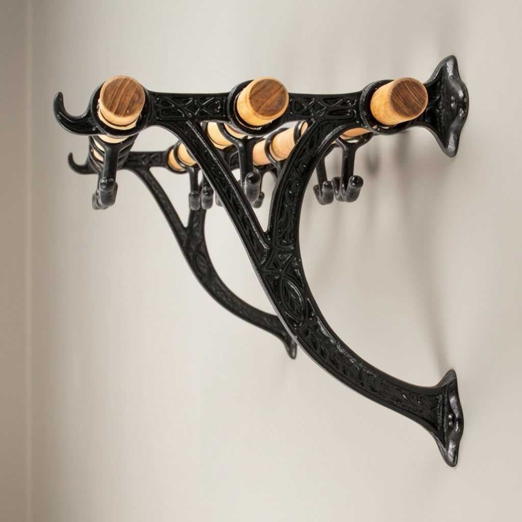 Hutablage Jahrhundertwende aus Holz & Gusseisen