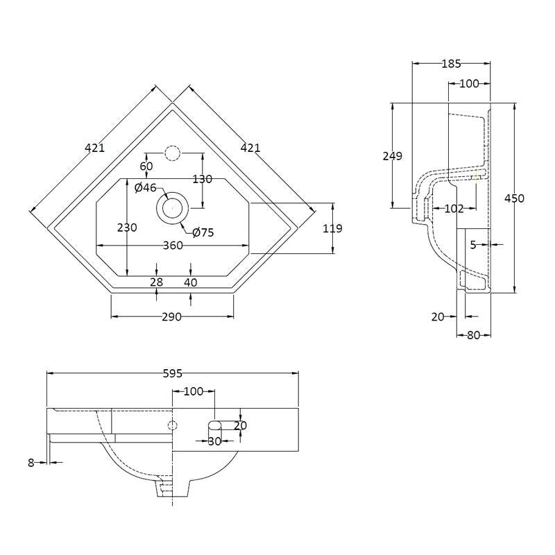Hörntvättställ Bayswater Fitzroy