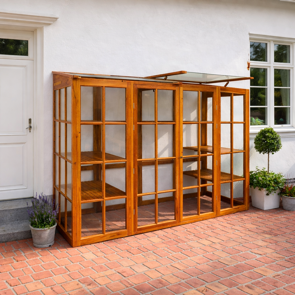 Væg drivhus olieret mahogni stor