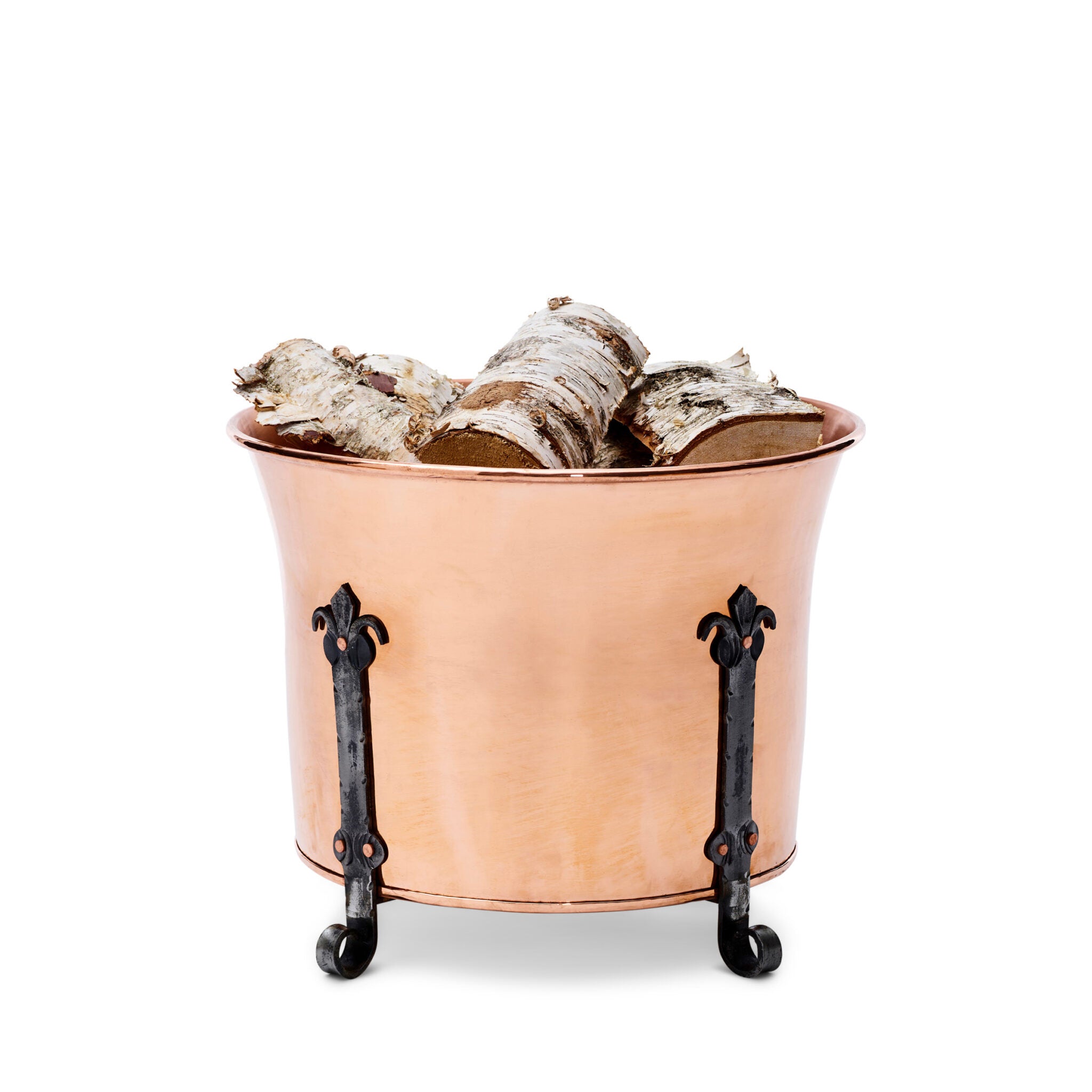 vedgryta i koppar med smidesben