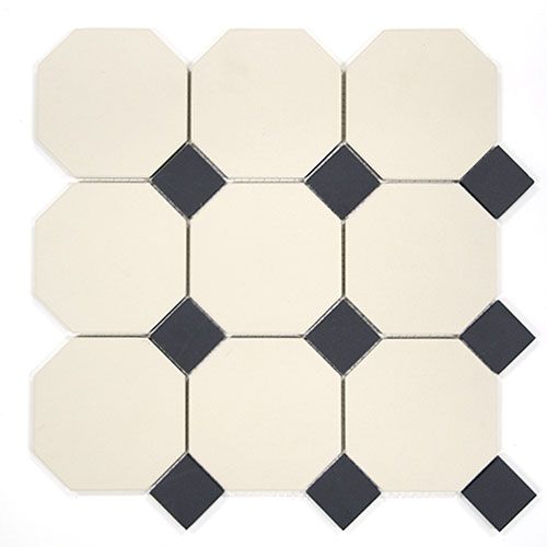 Klinker victoriansk ottekant hvid/sort