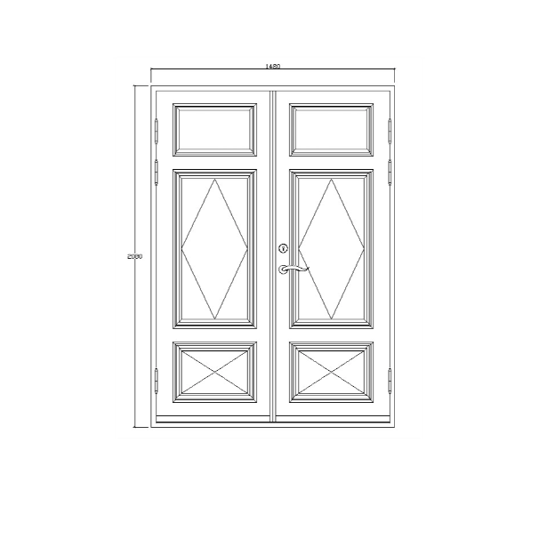 Christinehof dobbeltdør teak 1480x2080 mm