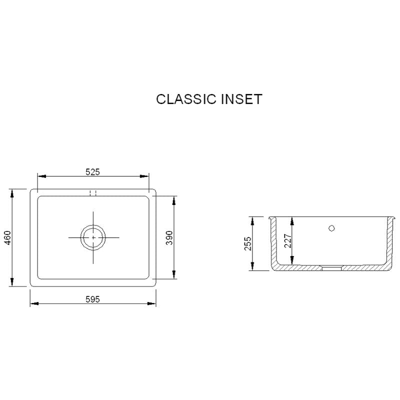 Porcelænsvask Shaws Classic Inset 600