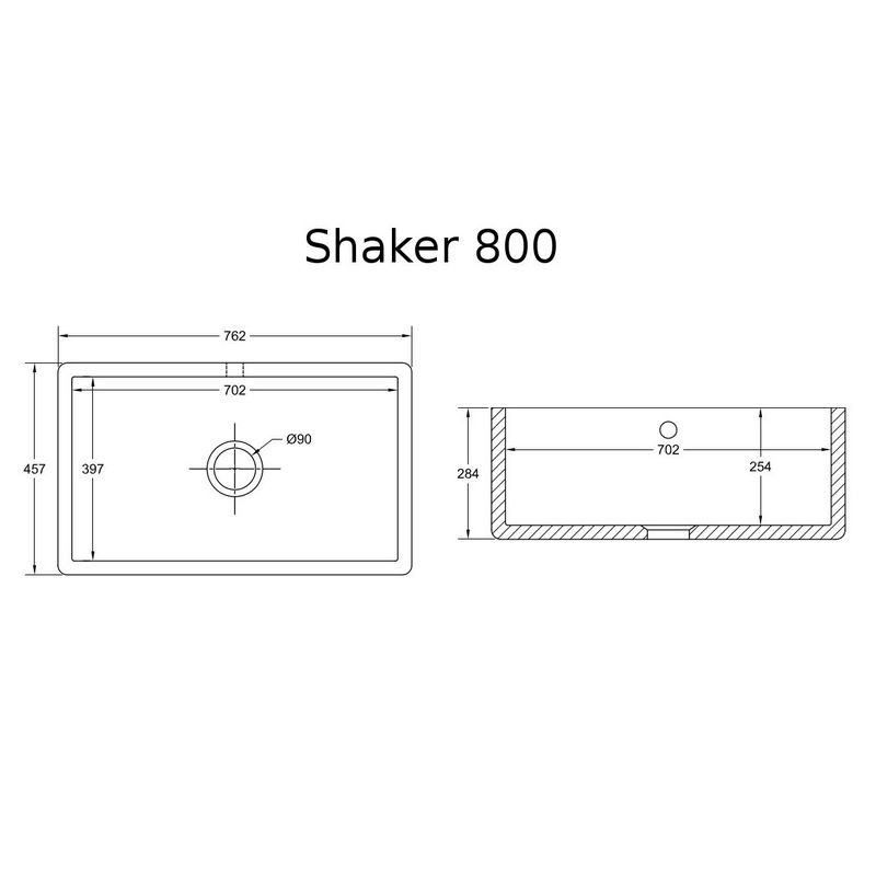 Porcelænsvask Shaws Classic Shaker 760