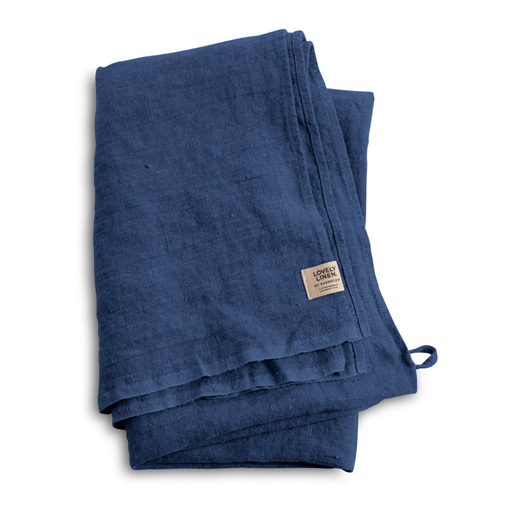 Linned badehåndklæde hamam Denim blå