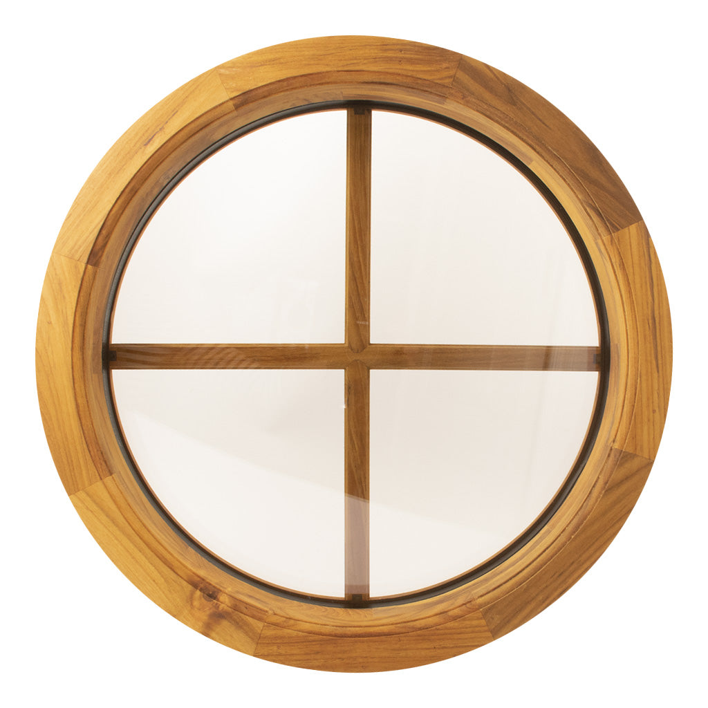 Rundt vindue teak Ø370 mm isoleringsglas D415