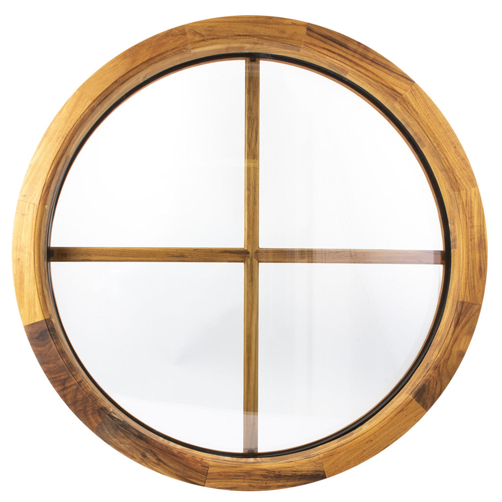 Rundt vindue teak Ø770 mm isolerglas D415